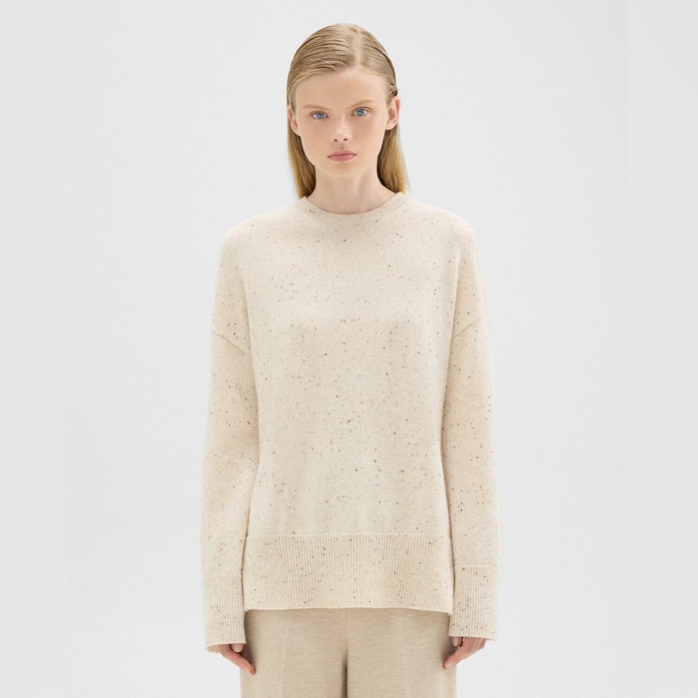 Theory cream multi woolcash donegal sweater brand new